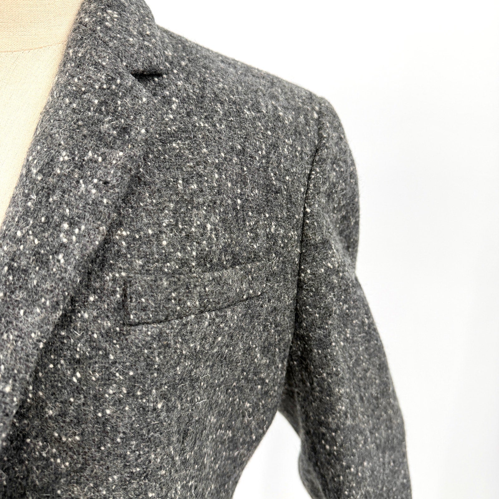 Vintage 90s Lauren Ralph Lauren Gray Speckled 100% Wool Academic Patch Blazer