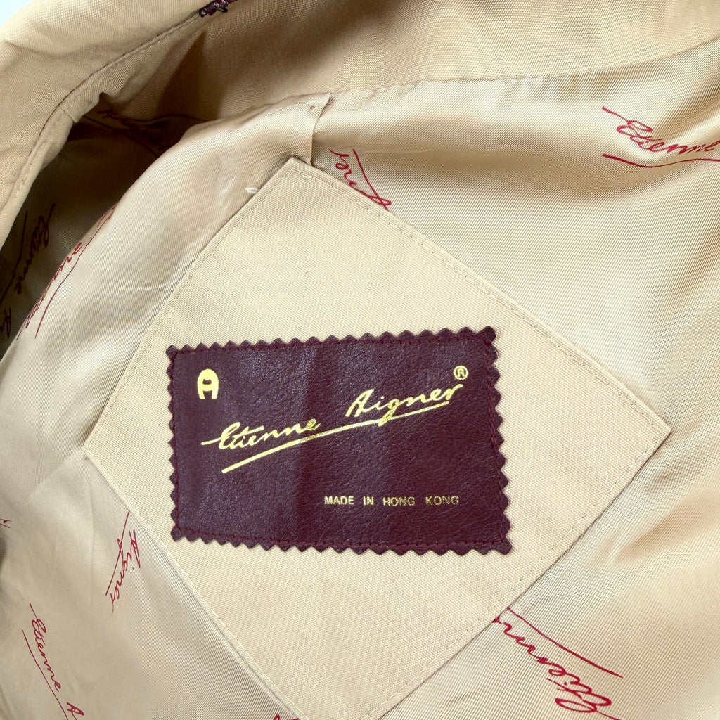 Vintage 80s Etienne Aigner Tan Equestrian Logo Clasp Pockets Blazer Jacket