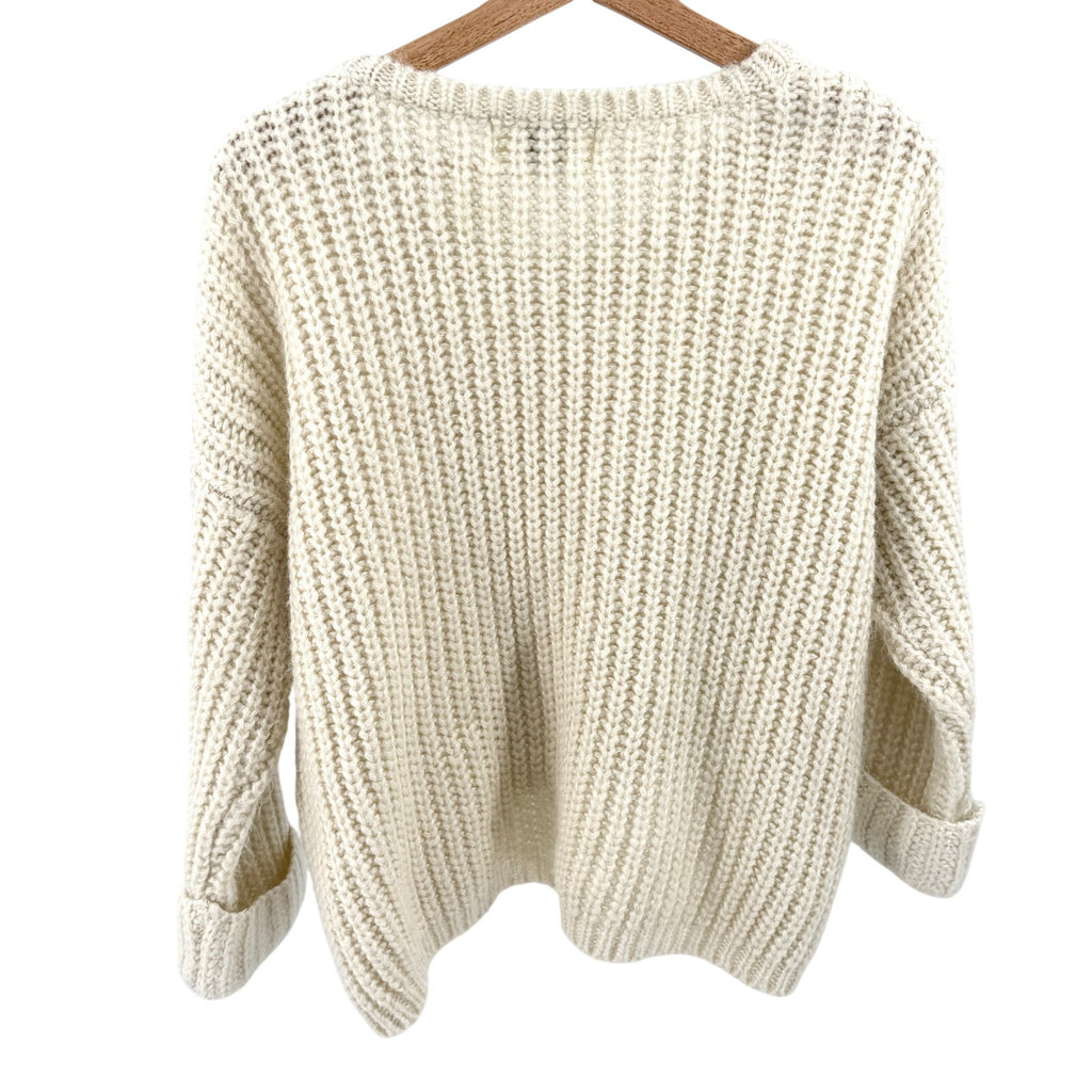 Snidel Ivory Chunky Cable Knit Cropped Dolman Sleeve Sweater