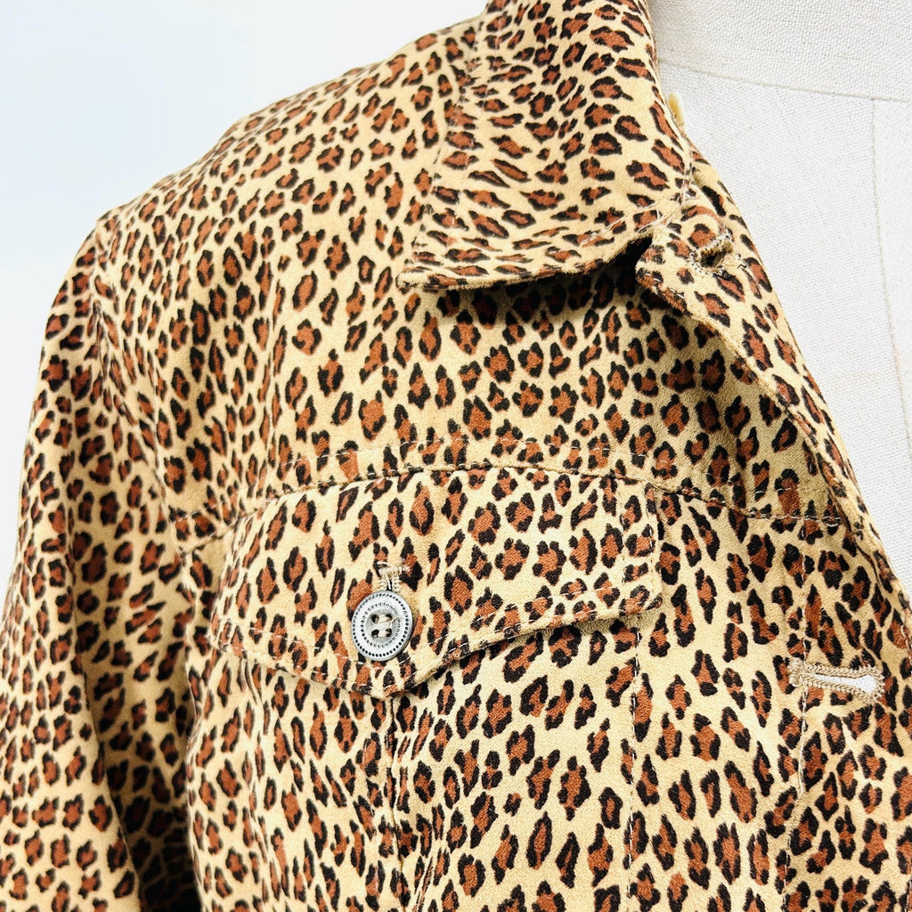 Vintage Y2K ELCC Leopard Print Ultra Suede Trucker Jacket