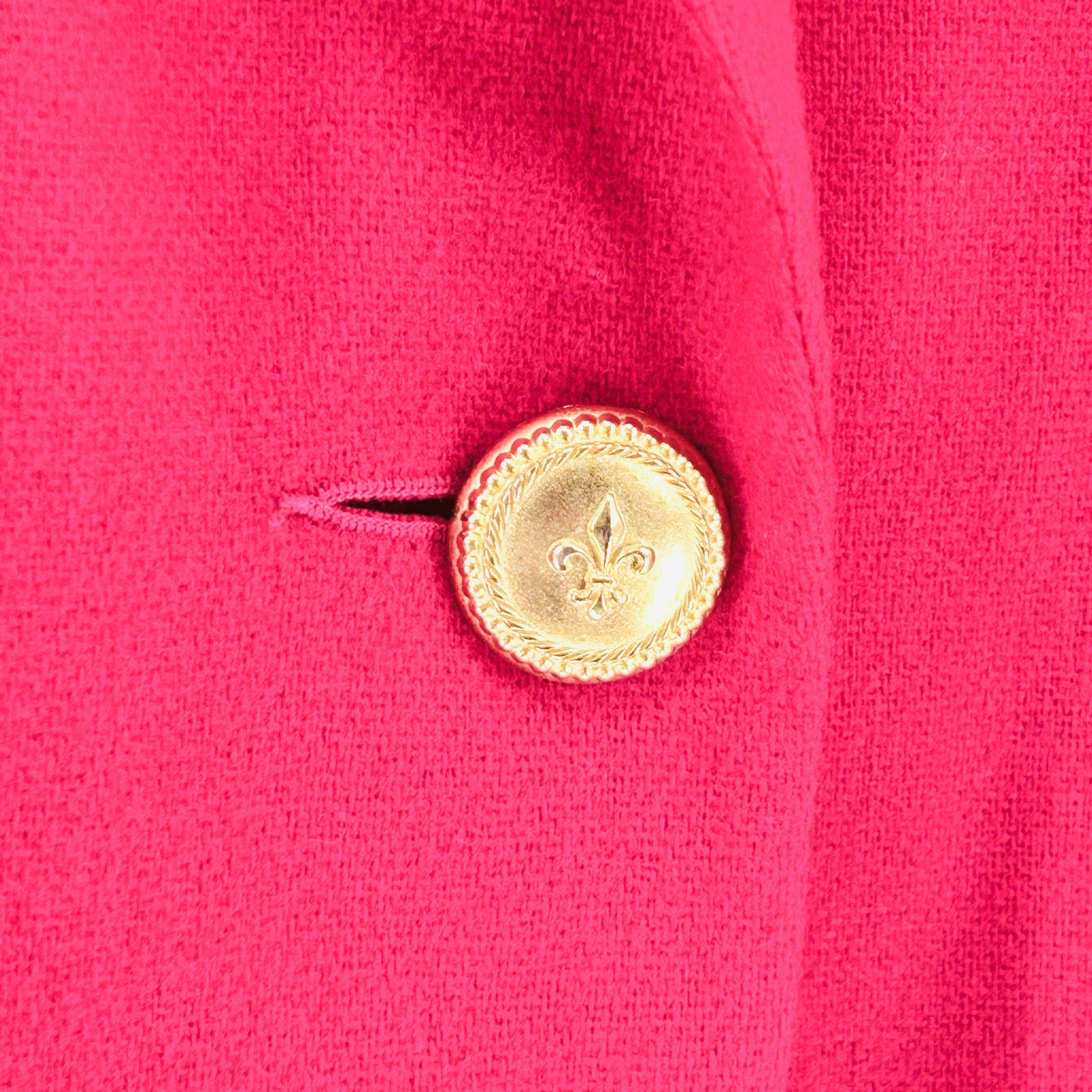Vintage 90s Oleg Cassini Wool Hot Pink Minimalist Gold Button Power Blazer
