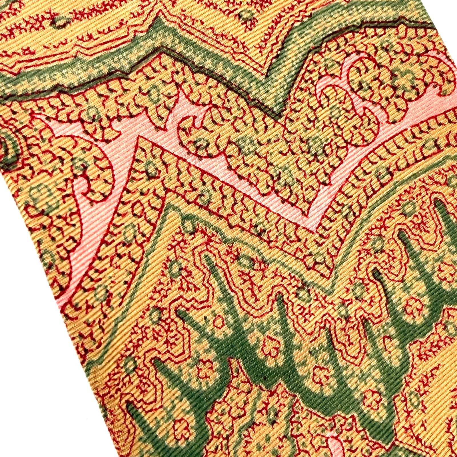 Vintage 80s Liberty of London Ocher Yellow Pink Paisley 100% Silk Dapper Necktie