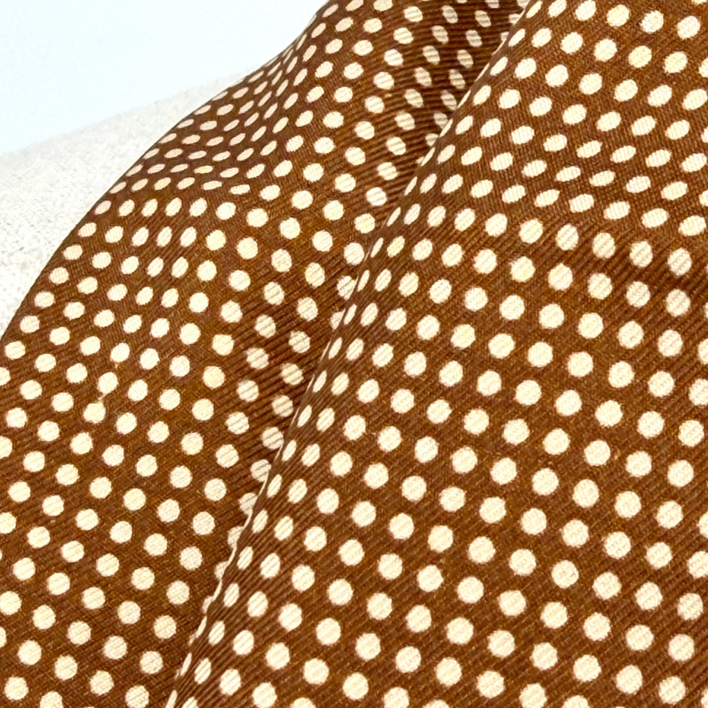 DKNY Brown 100% Silk Micro Polkadot Two Ply Neck Scarf