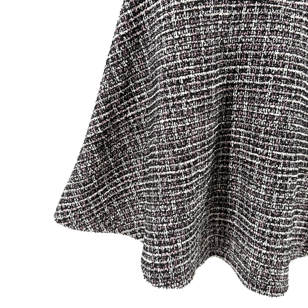Aqua Black and Pink Tweed Metallic Fit and Flare Mini Dress