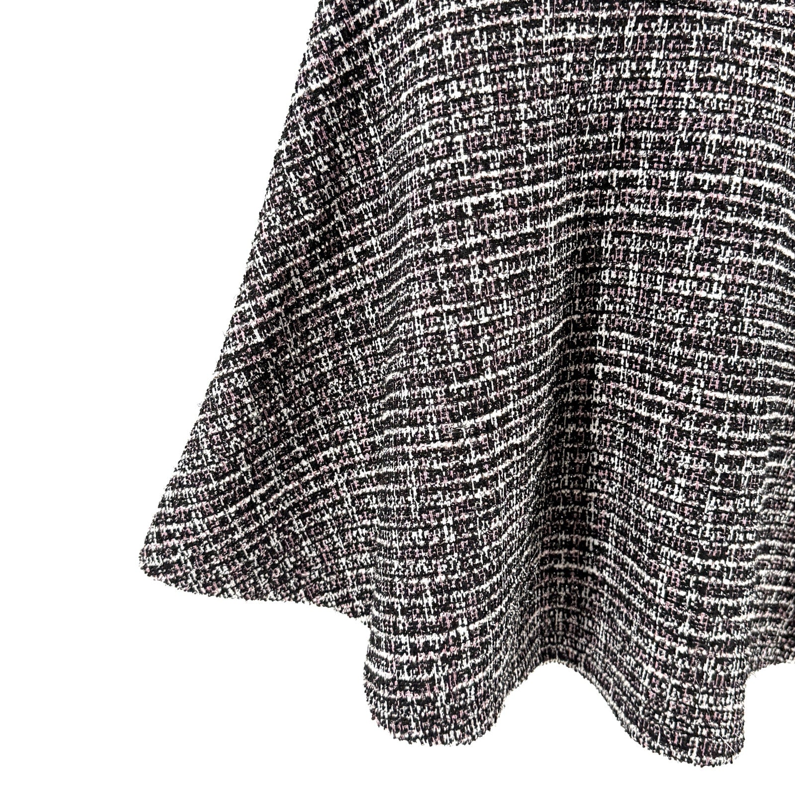 Aqua Black and Pink Tweed Metallic Fit and Flare Mini Dress