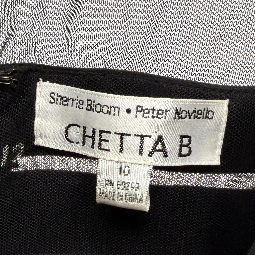 Vintage Y2K Chetta B Black 100% Silk Satin Tiered Cocktail Dress