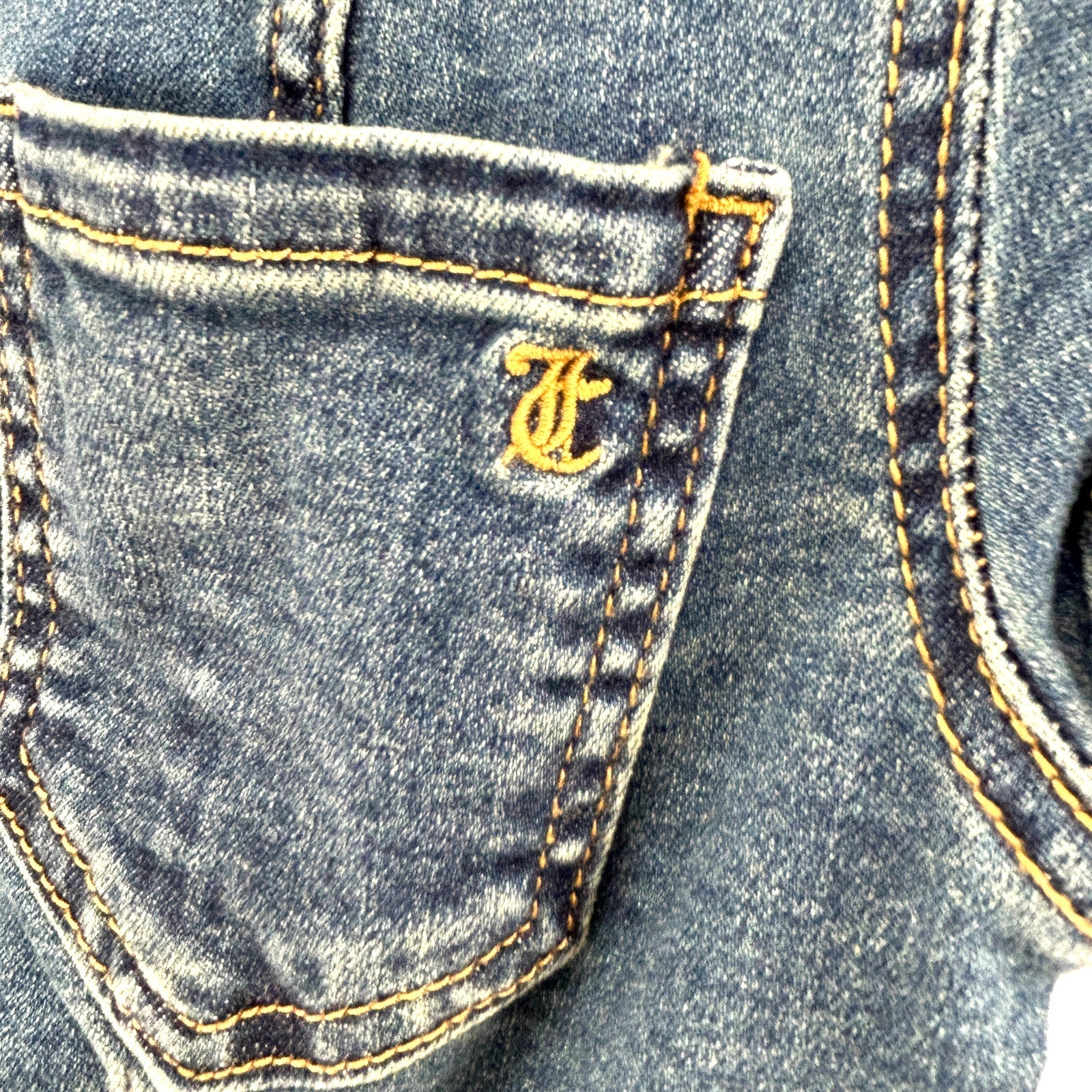 Vintage Y2K Juicy Couture Blue Denim Flared Leg Short Sleeve Jumpsuit