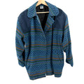 Vintage 90s T&C Surf Designs Blue Wool Cotton Tribal Open Front Jacket