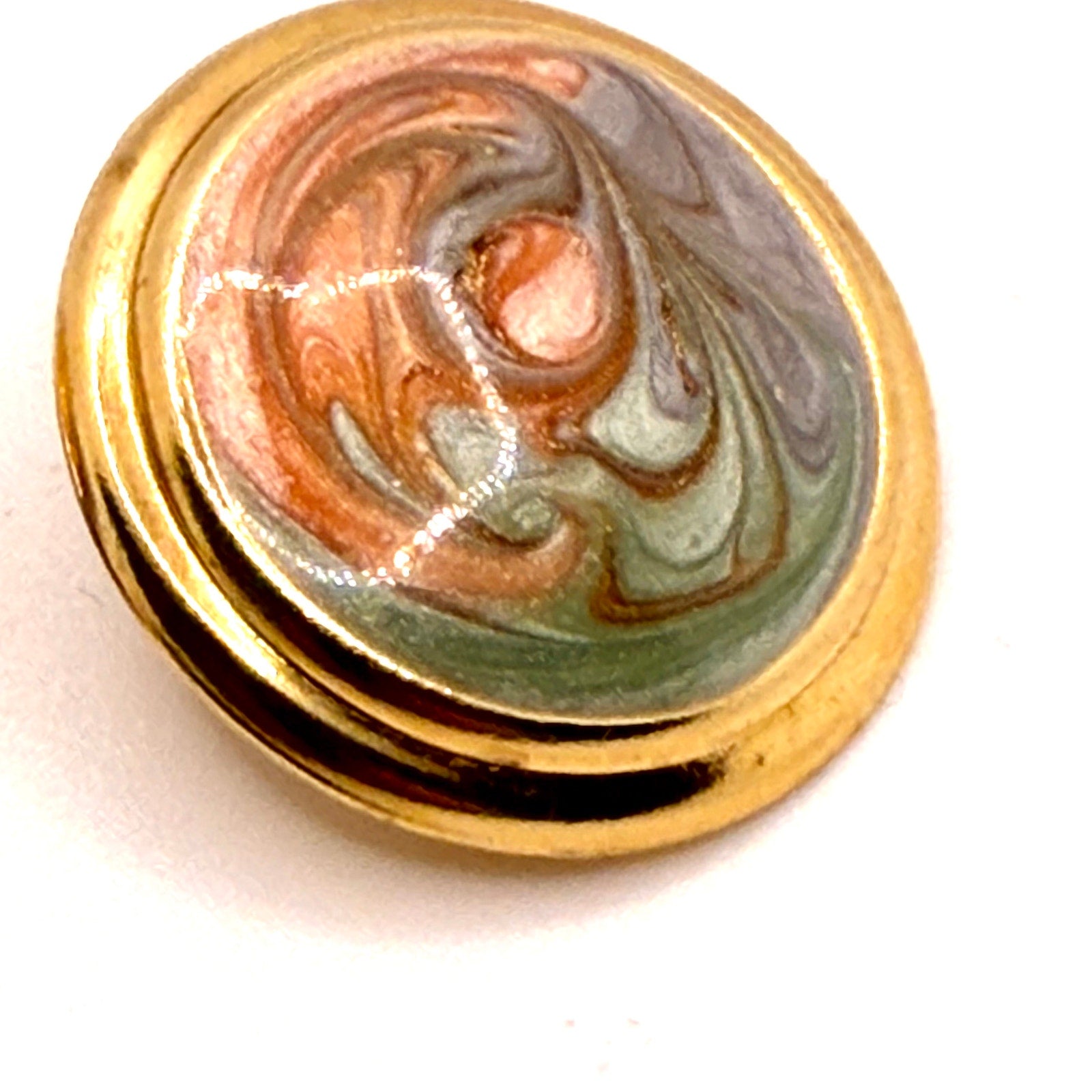 Vintage 80s Gold Handpainted Enamel Swirl Chunky Statement Stud Earrings