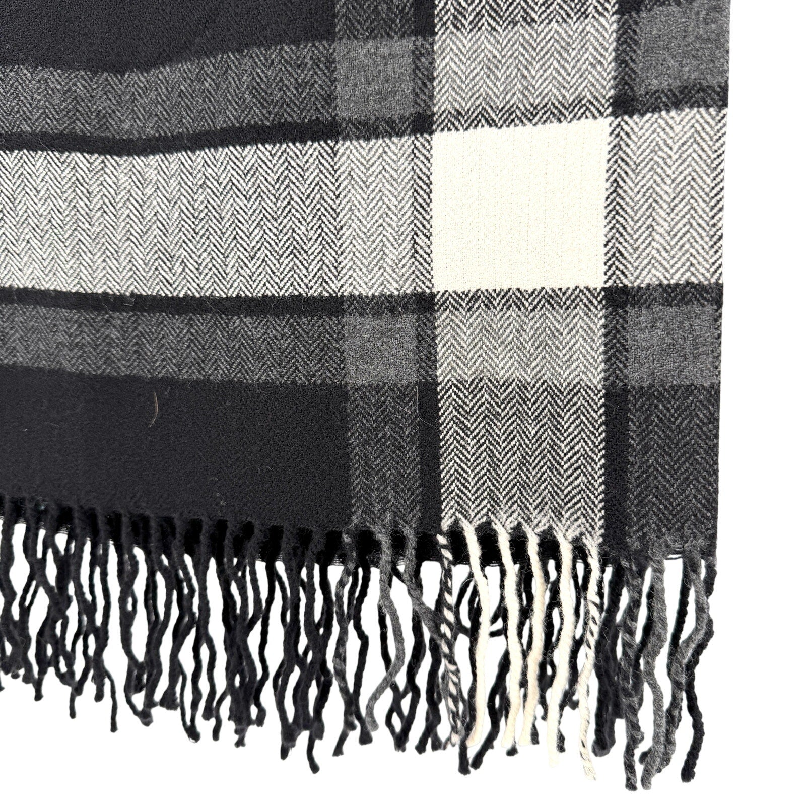 Vintage 90s David N Black Gray 100% Wool Fringe Wrap Midi Skirt