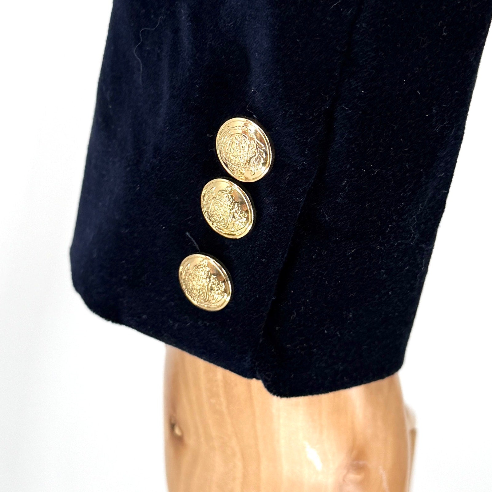 Aqua Midnight Blue Double Breasted Gold Button Blazer Jacket