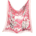 Vintage 80s Pink Floral 100% Silk Hand Rolled Scarf