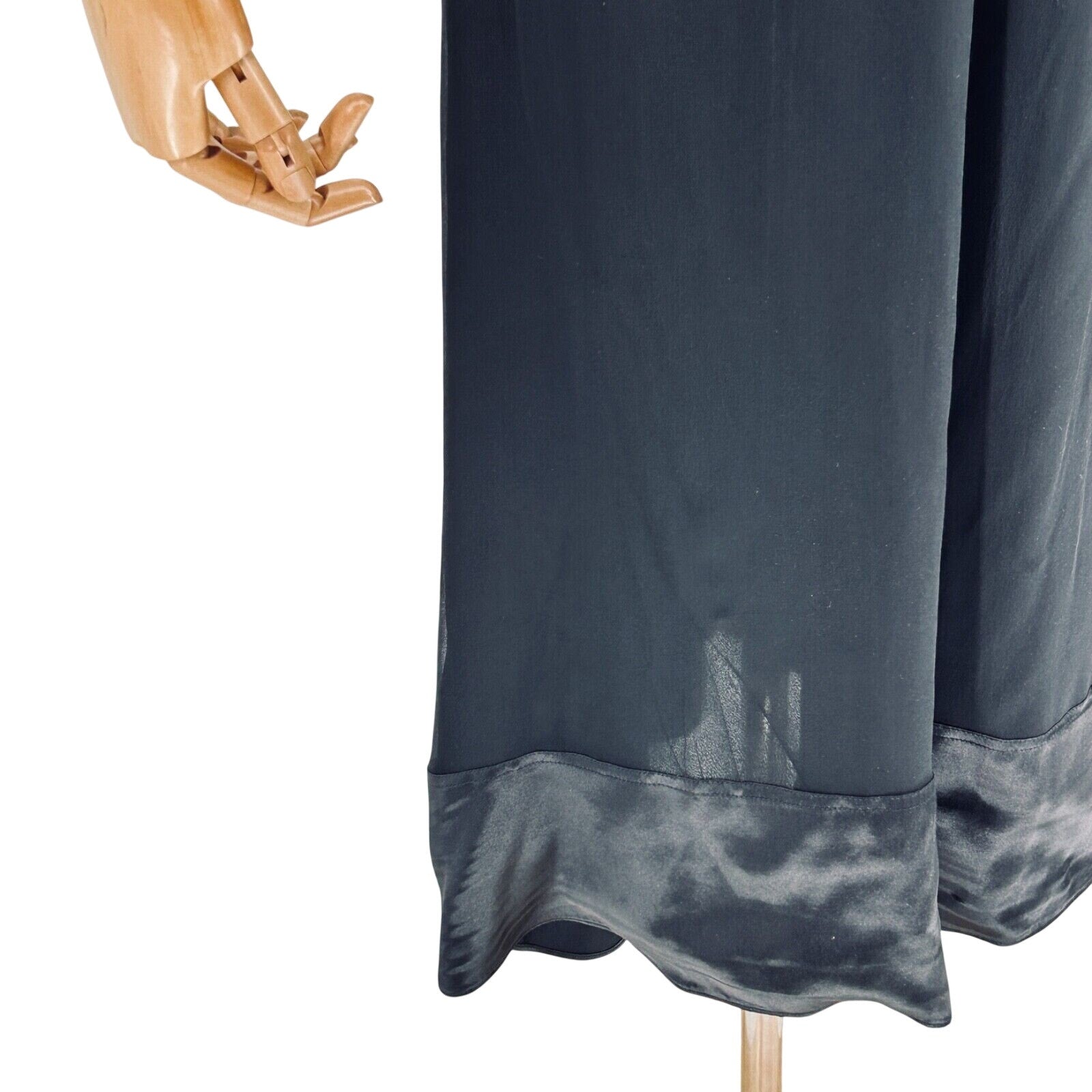 In The Now Black 100% Silk Plunging Button Front Dress