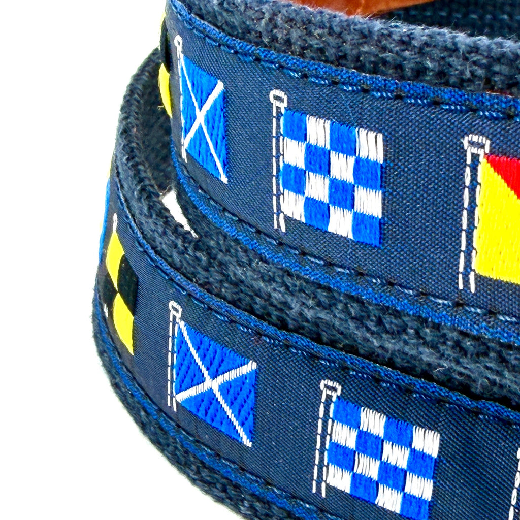 Leather Man Ltd Navy Preppy Nautical Flag Belt