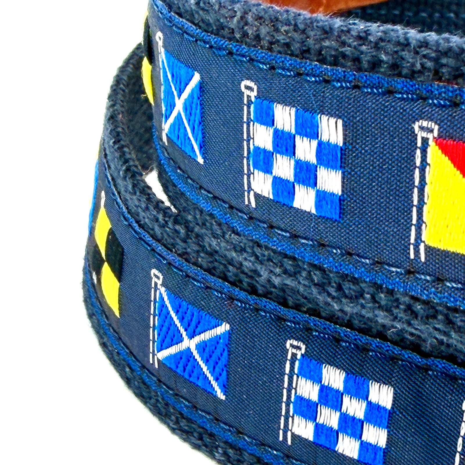 Leather Man Ltd Navy Preppy Nautical Flag Belt