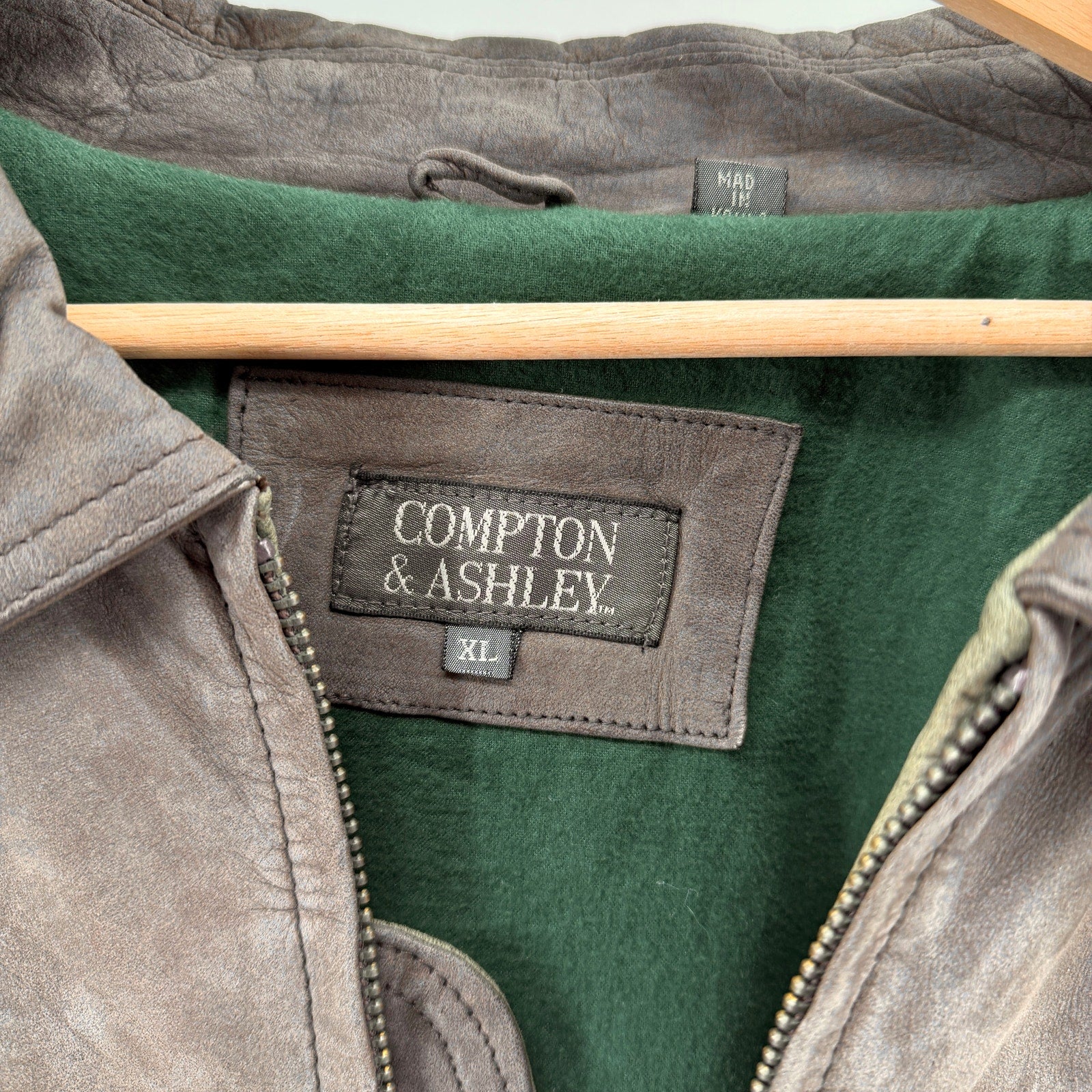 Vintage 90s Compton & Ashley Brown Genuine Suede Leather Bomber Jacket