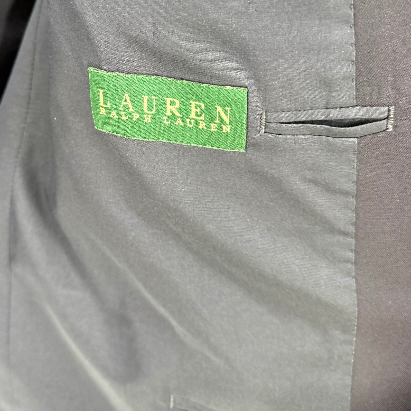 Lauren Ralph Lauren Navy Blue 100% Wool Preppy Crest Buttons Blazer