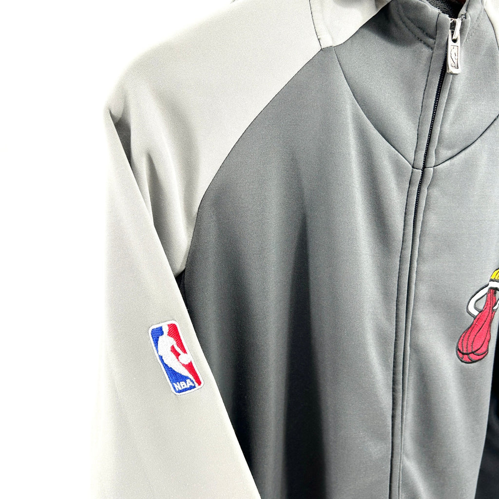 Adidas NBA Miami Heat Gray Black Colorblock Fleece Warm-up Jacket