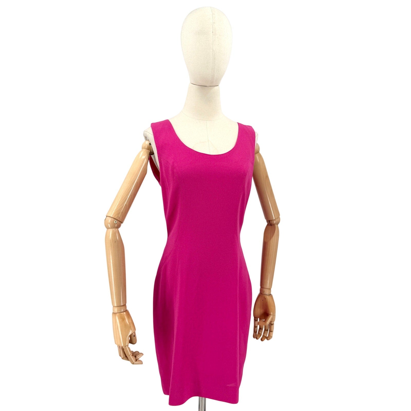 Vintage 90s Nicole Miller Hot Pink Draped Strappy Back Mini Dress