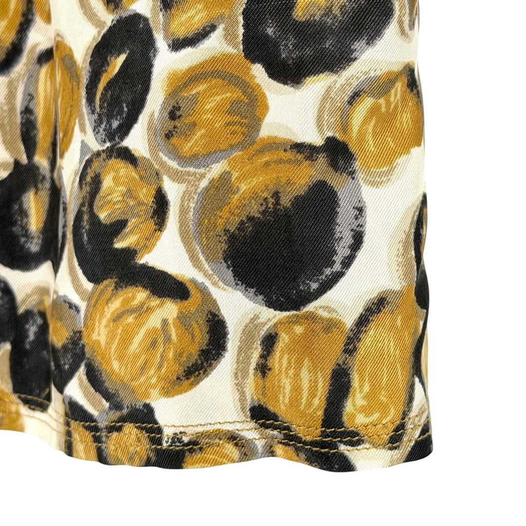 Piazza Sempione Cream Black Mustard Circle Print Silky Midi Skirt