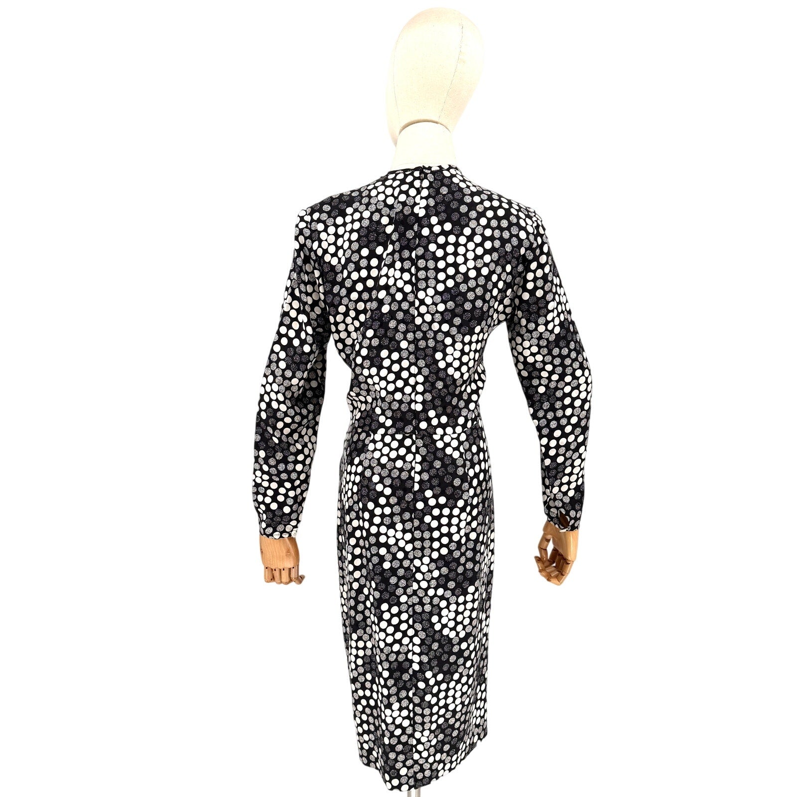 Lihli at Saks Fifth Avenue Black and White Polka Dot 100% Silk Dress