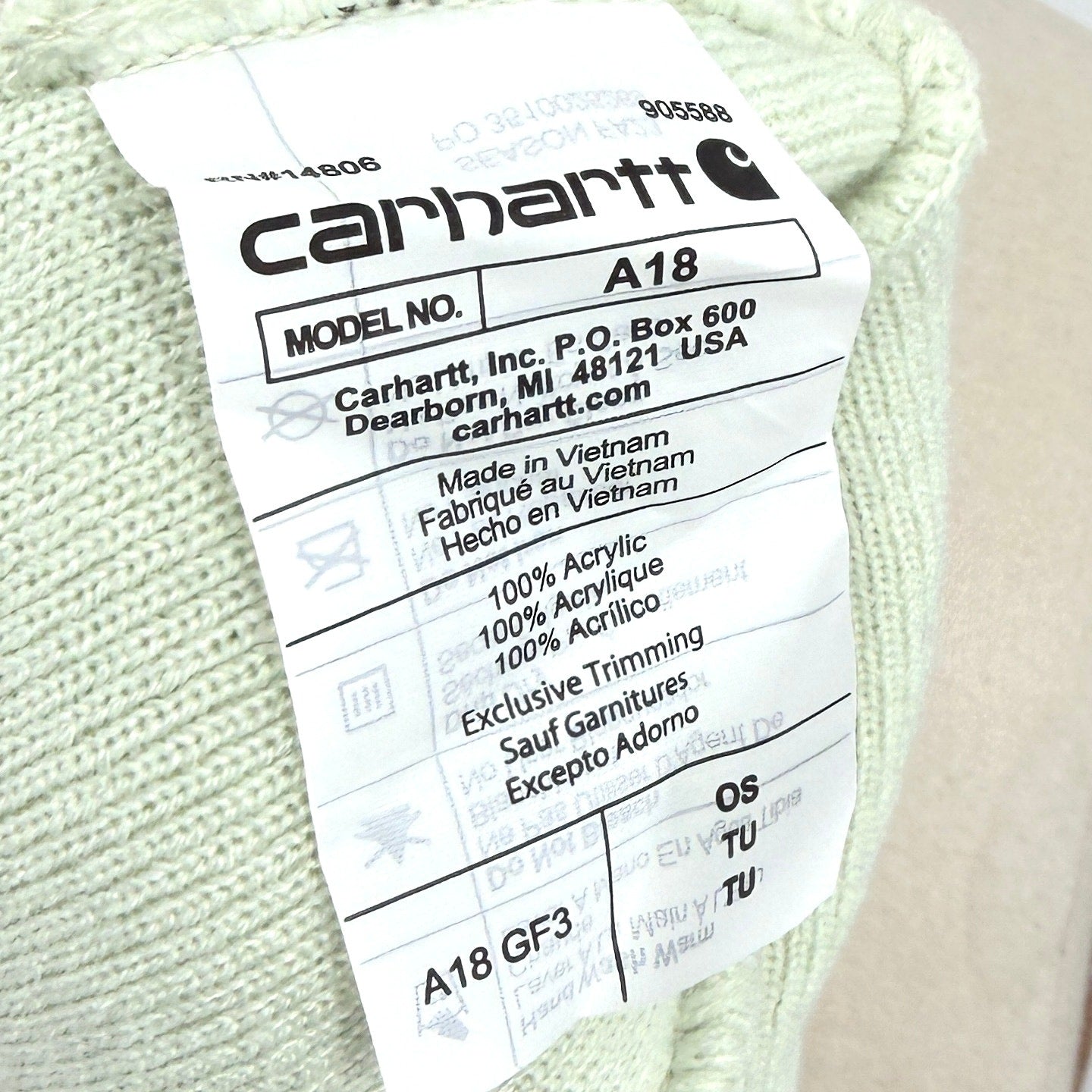Carhartt Pistachio Mint Green Ribbed Knit Beanie