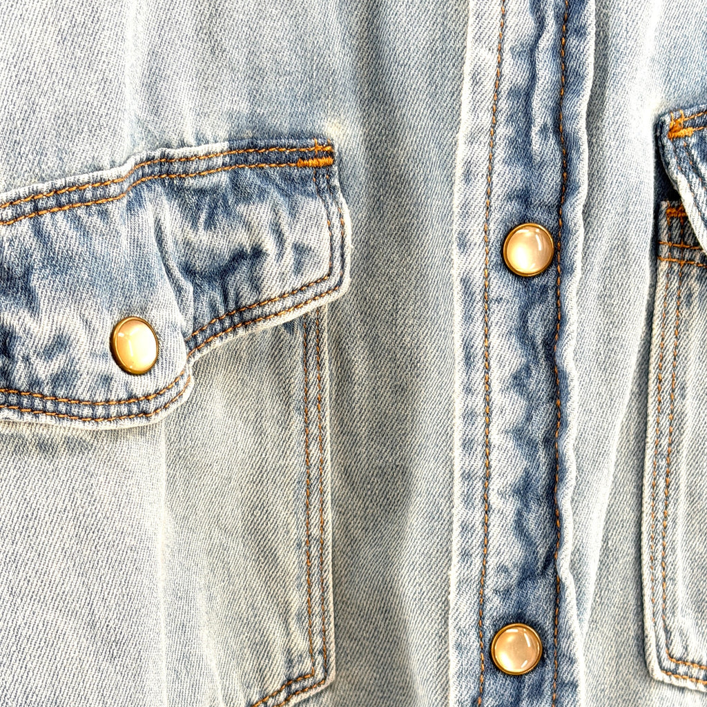 7 For All Mankind Light Wash 100% Cotton Japanese Fabric Western Shirt