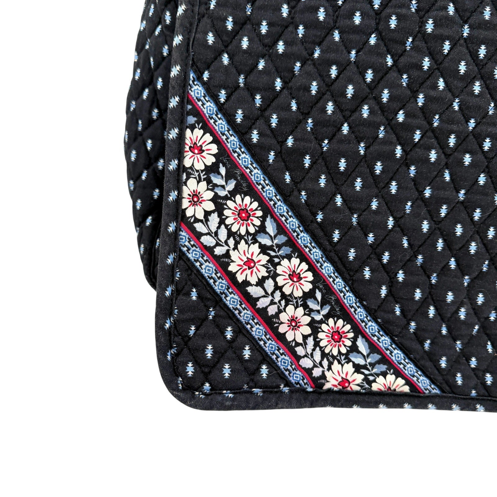 Vintage Y2K Vera Bradley Java Blue Floral Quilted Laptop Messenger Bag