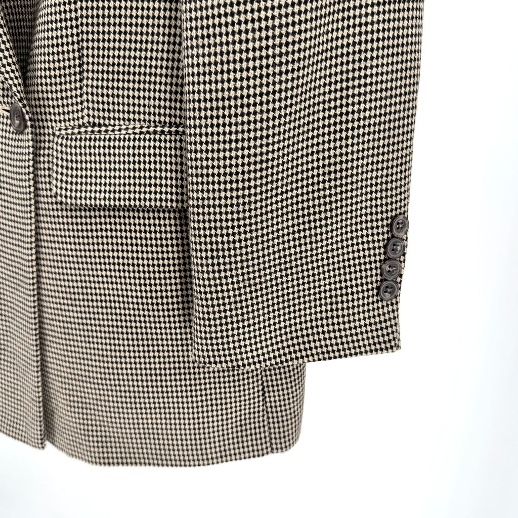 Vintage 90s J Riggins Beige Black Double Breasted Menswear Blazer Jacket