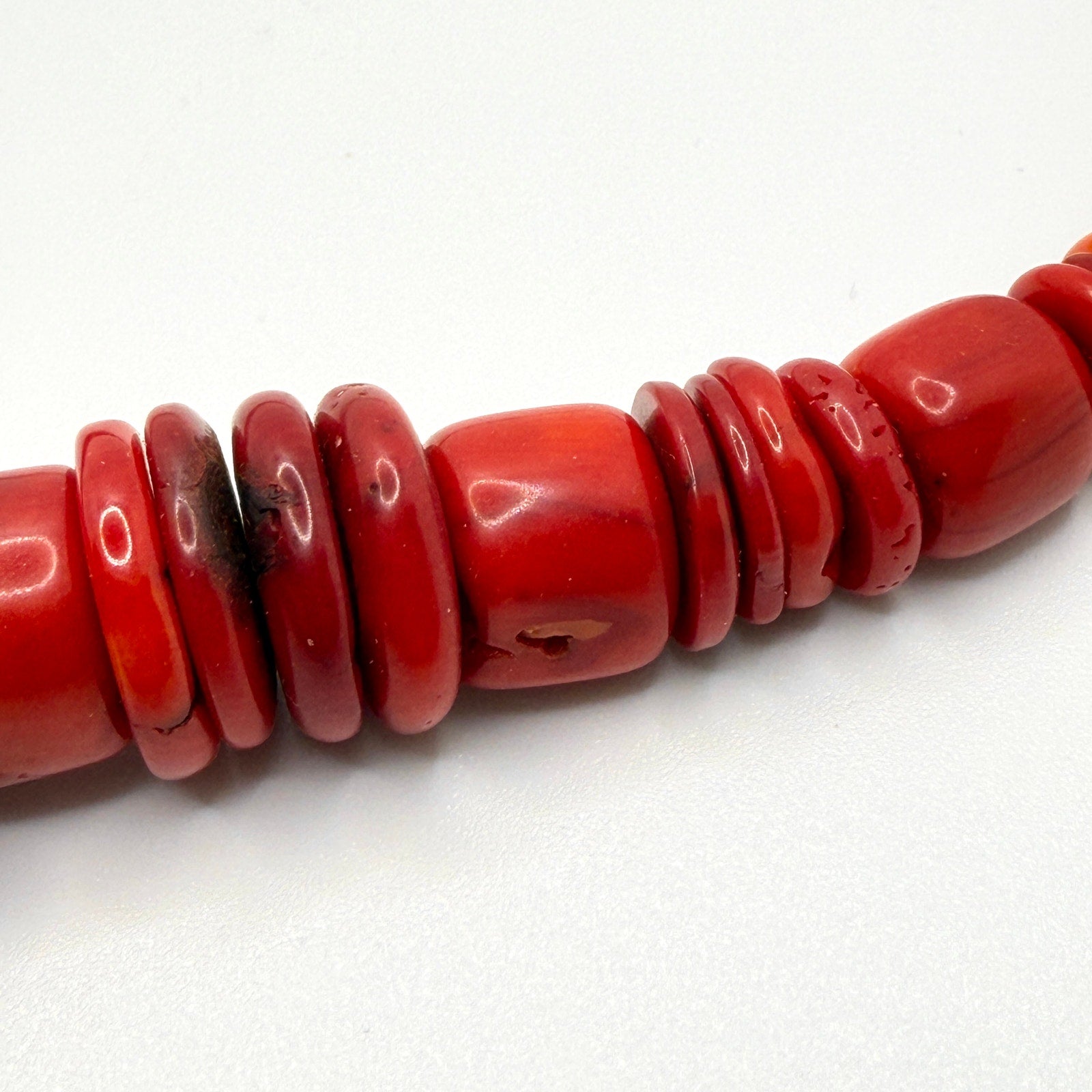 Vintage Red Natural Coral Berber Bawsani Filigree Focal Toggle Necklace