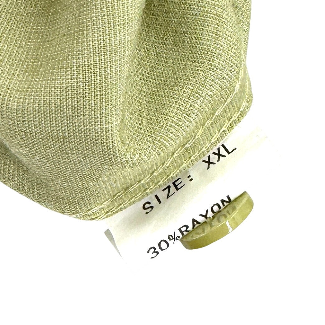 Pistachio Green Tropical Bowling Crochet Trim Short Sleeve Button Up Shirt