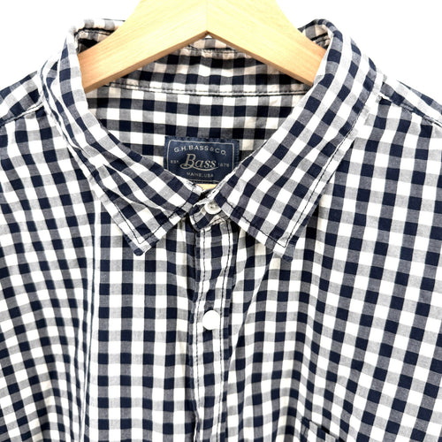 G.H. Bass & Co. Blue and White Gingham 100% Cotton Button Down Shirt