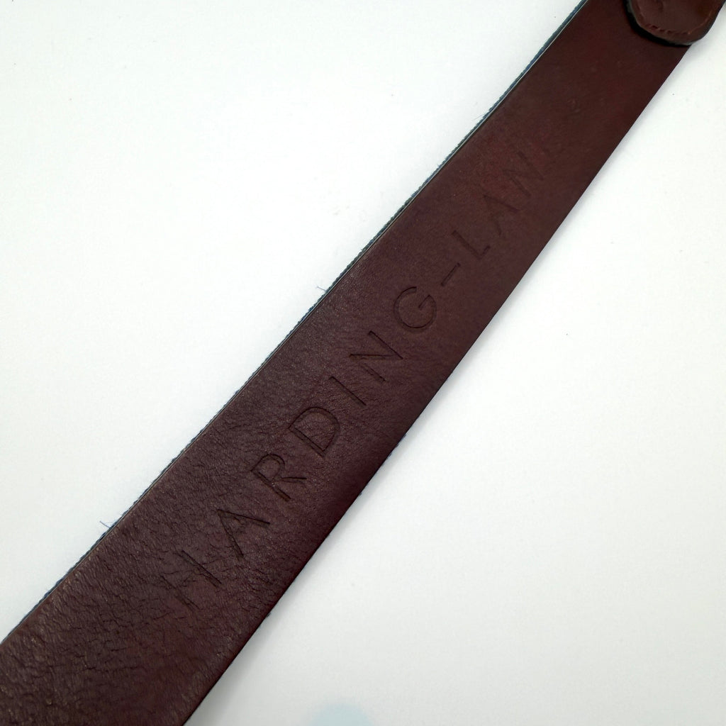 Harding Lane Blue Genuine Leather Preppy Marthas Vineyard Needlepoint Belt