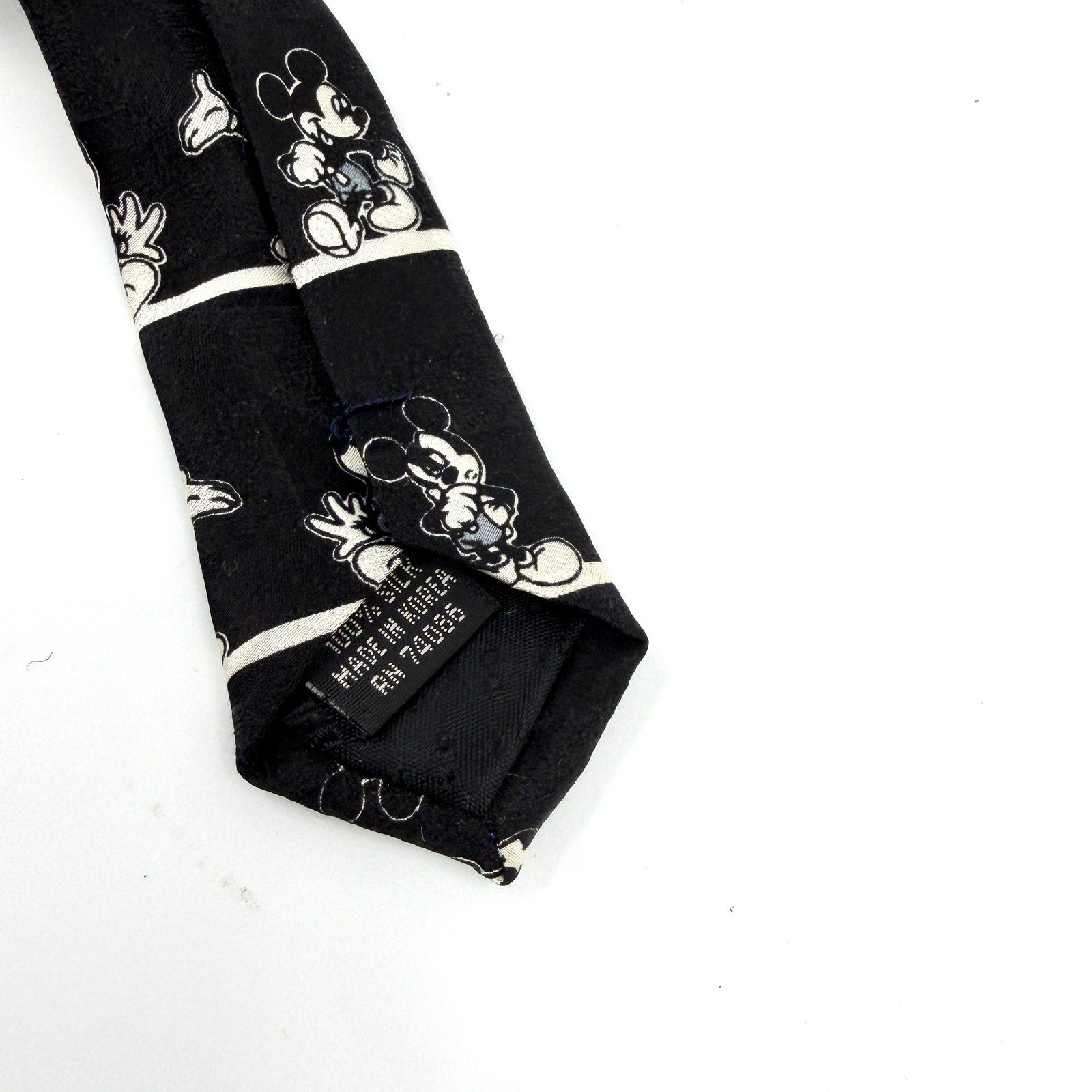 Vintage 90s Mickey Unlimited Black 100% Silk Mickey Mouse Traditional Necktie