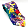 Vintage 90s Charleston Tie Rack Teal 100% Silk Tropical Parrot Print Necktie