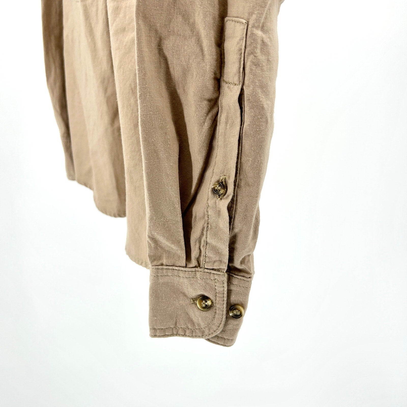 TAG Safari Khaki Utility Quilted Shoulder Button-Up Shirt