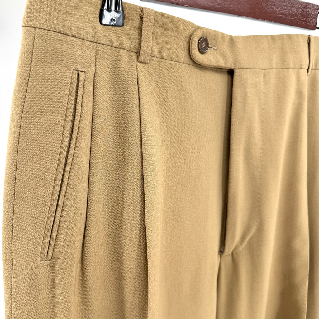 Vintage 90s Donna Karan Signature Tan Pleated JFK Jr Style 3 Button Suit