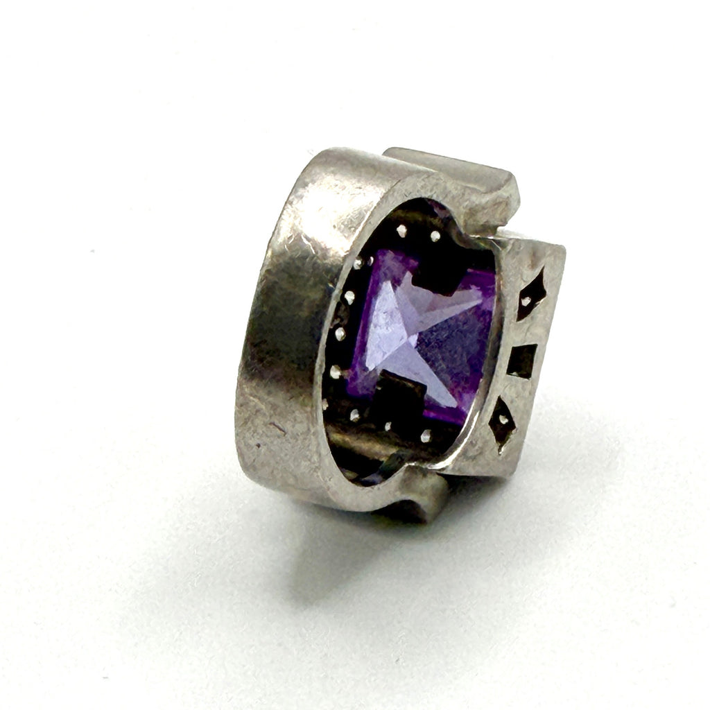 Vintage 90s JMA Purple Amethyst Sterling Silver Stamped 5.4ct Cocktail Ring