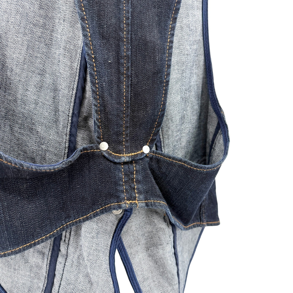 Lauren Vidal Blue Denim Zip Pocket Vest