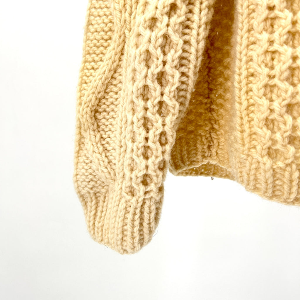 Vintage 70s Italian Alexander’s Cream Wool Fisherman Knit Sweater