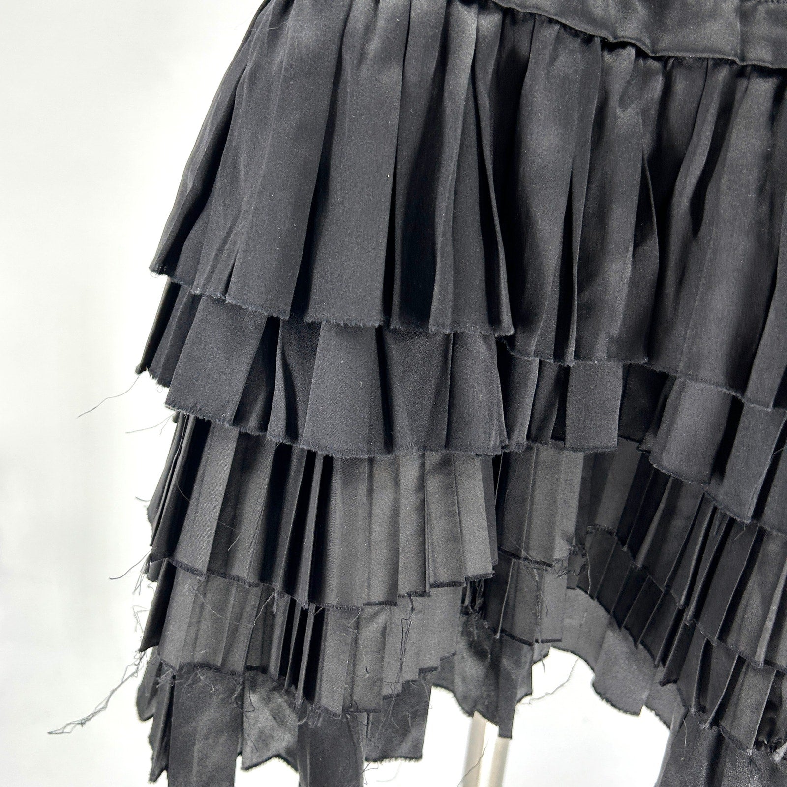 Haute Hippie Black 100% Silk Satin Drop Waist Tiered Ruffle Mini Dress