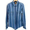 Hugo Boss Orange Blue Striped Cotton Denim Chambray Shirt