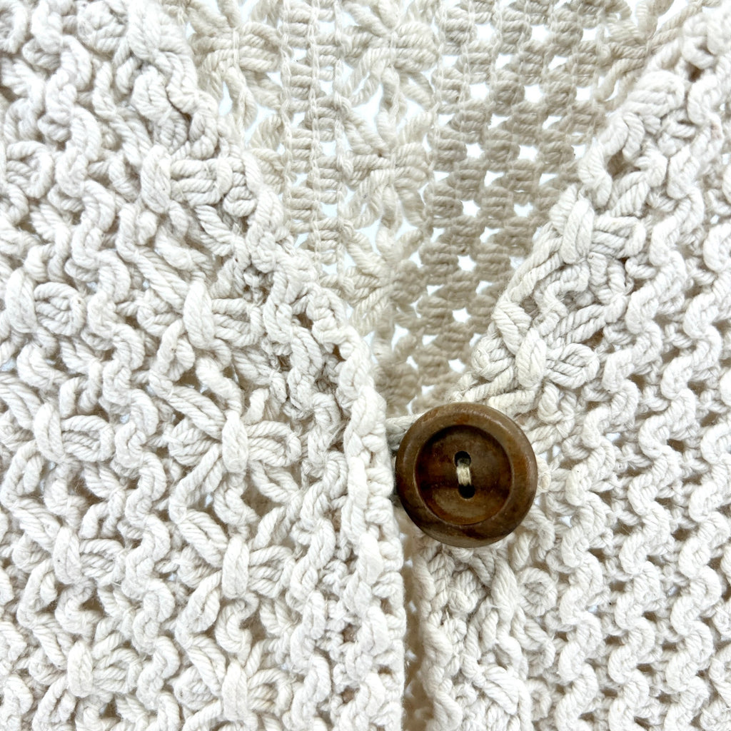Vintage 80s The Limited Cream Macrame 100% Cotton Sleeveless Vest