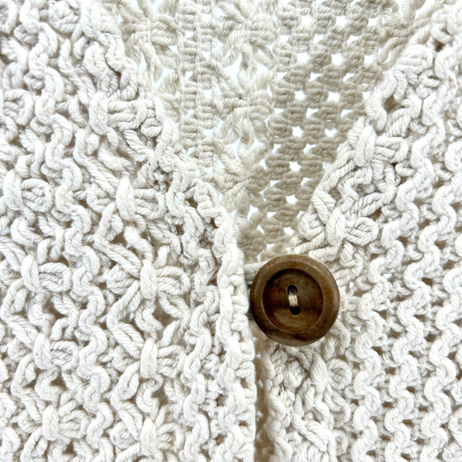 Vintage 80s The Limited Cream Macrame 100% Cotton Sleeveless Vest