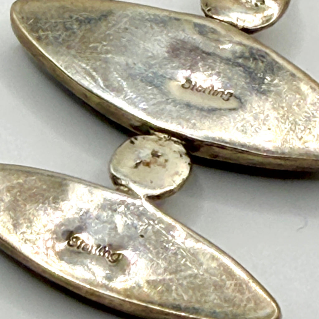Vintage 90s Sterling Silver Stamped Blue Labradorite Statement Pendant