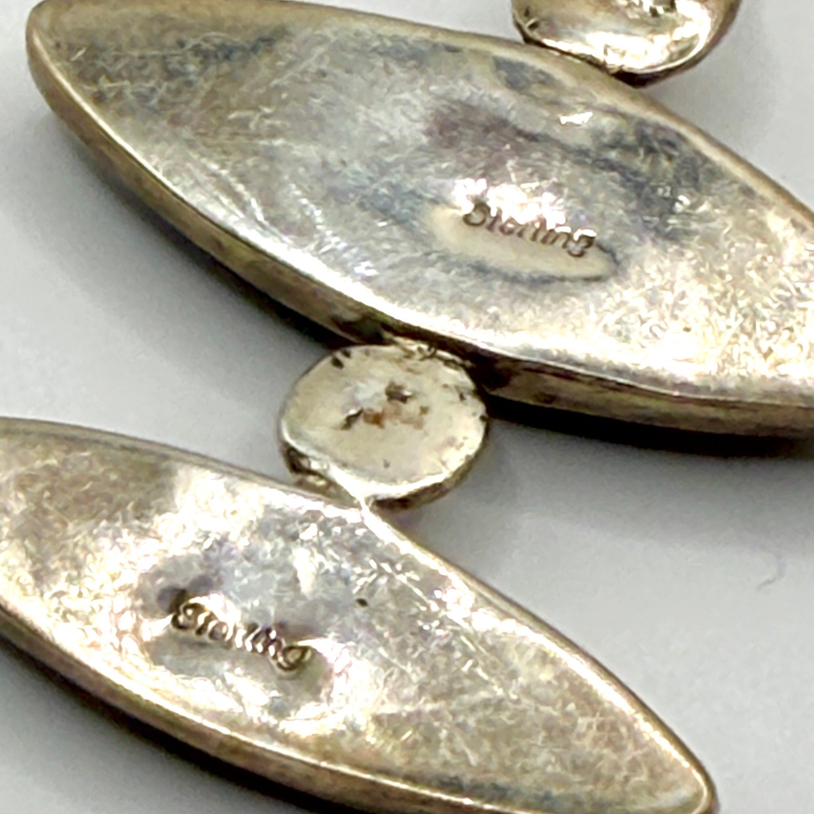 Vintage 90s Sterling Silver Stamped Blue Labradorite Statement Pendant