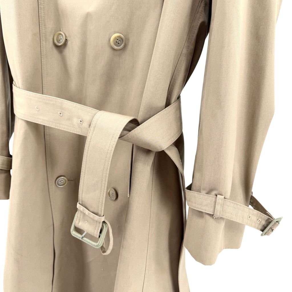 Vintage 80s Oleg Cassini Tan Double Breasted Weather Ready Trenchcoat Jacket
