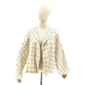 Vintage Y2K Jerry Giardelli Cream Black Geometric Open Front Jacket