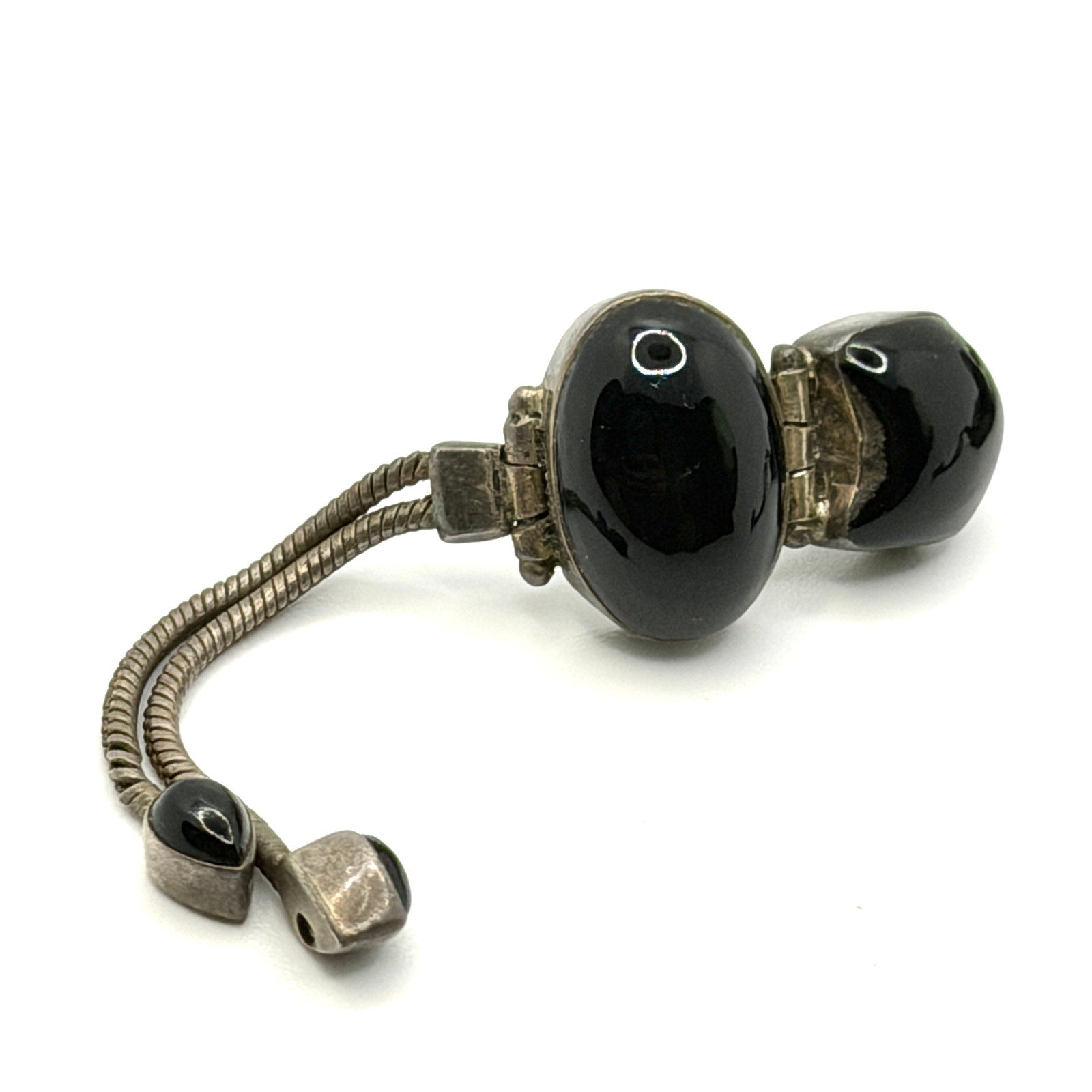 Vintage 80s Onyx Sterling Silver Gothic Tassel Dangle Earrings