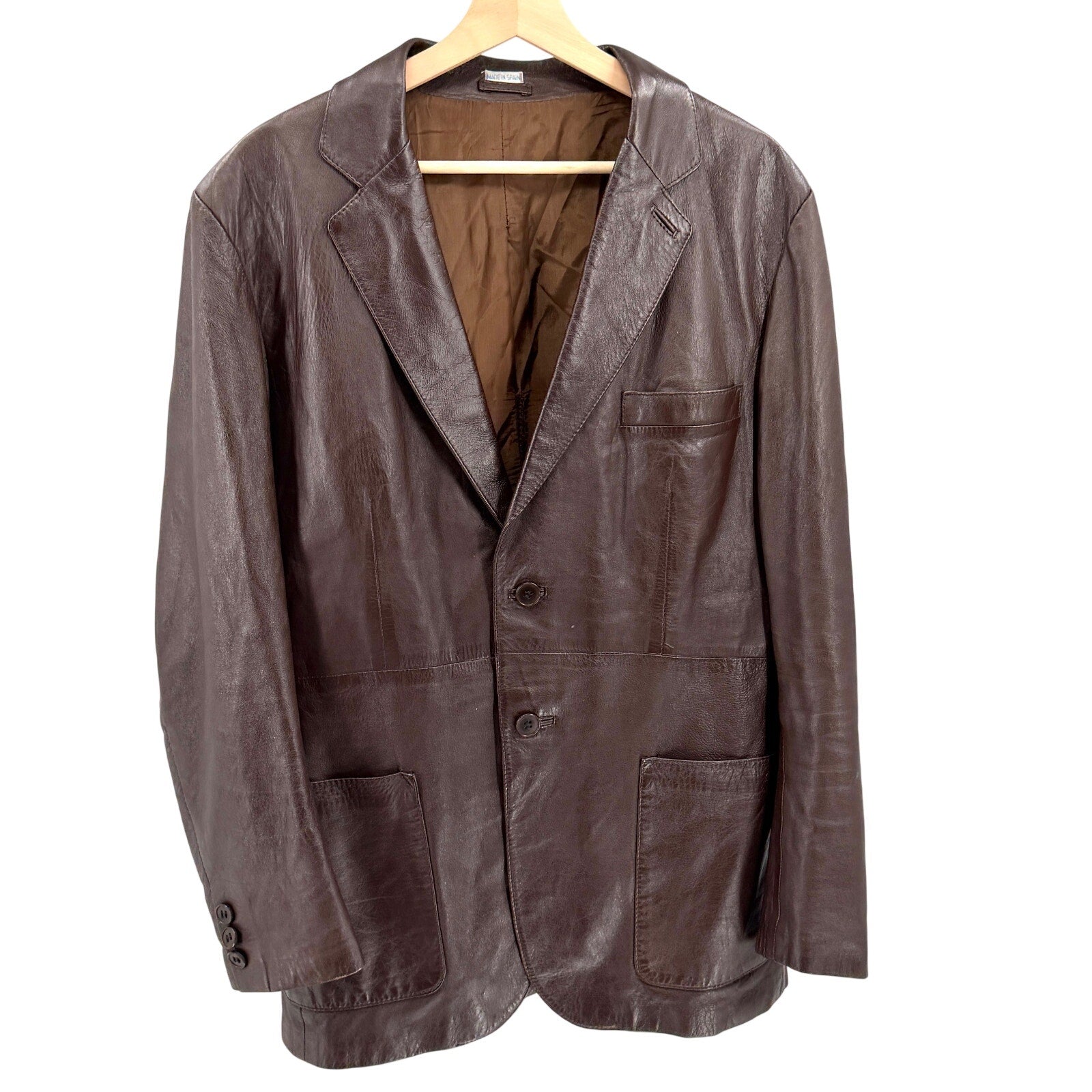 Vintage 70s Dark Brown Genuine Leather Spanish Blazer